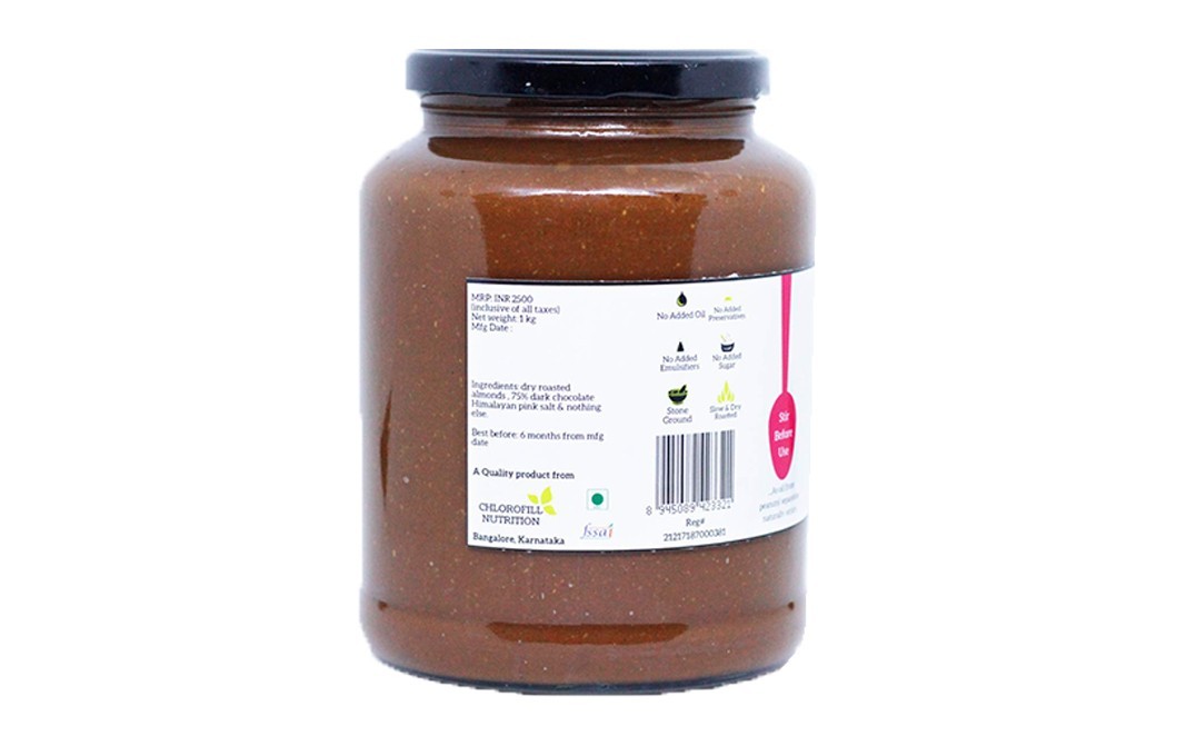 All Over Nuts 75% Dark Chocolate Almond Butter Crunchy   Glass Jar  1 kilogram